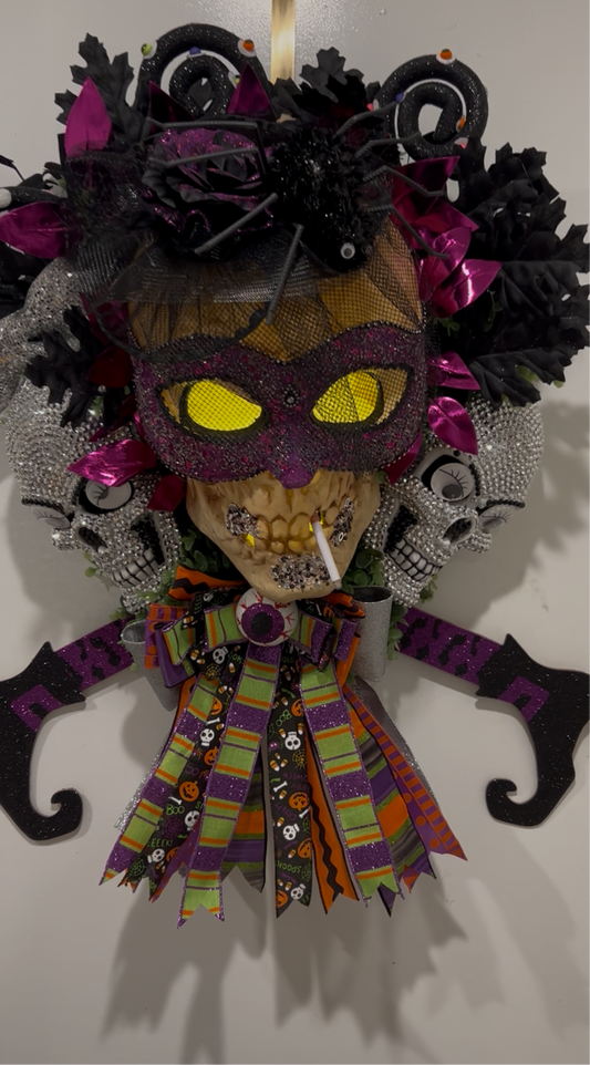 Masquerade of the Dead - Halloween Skull Wreath
