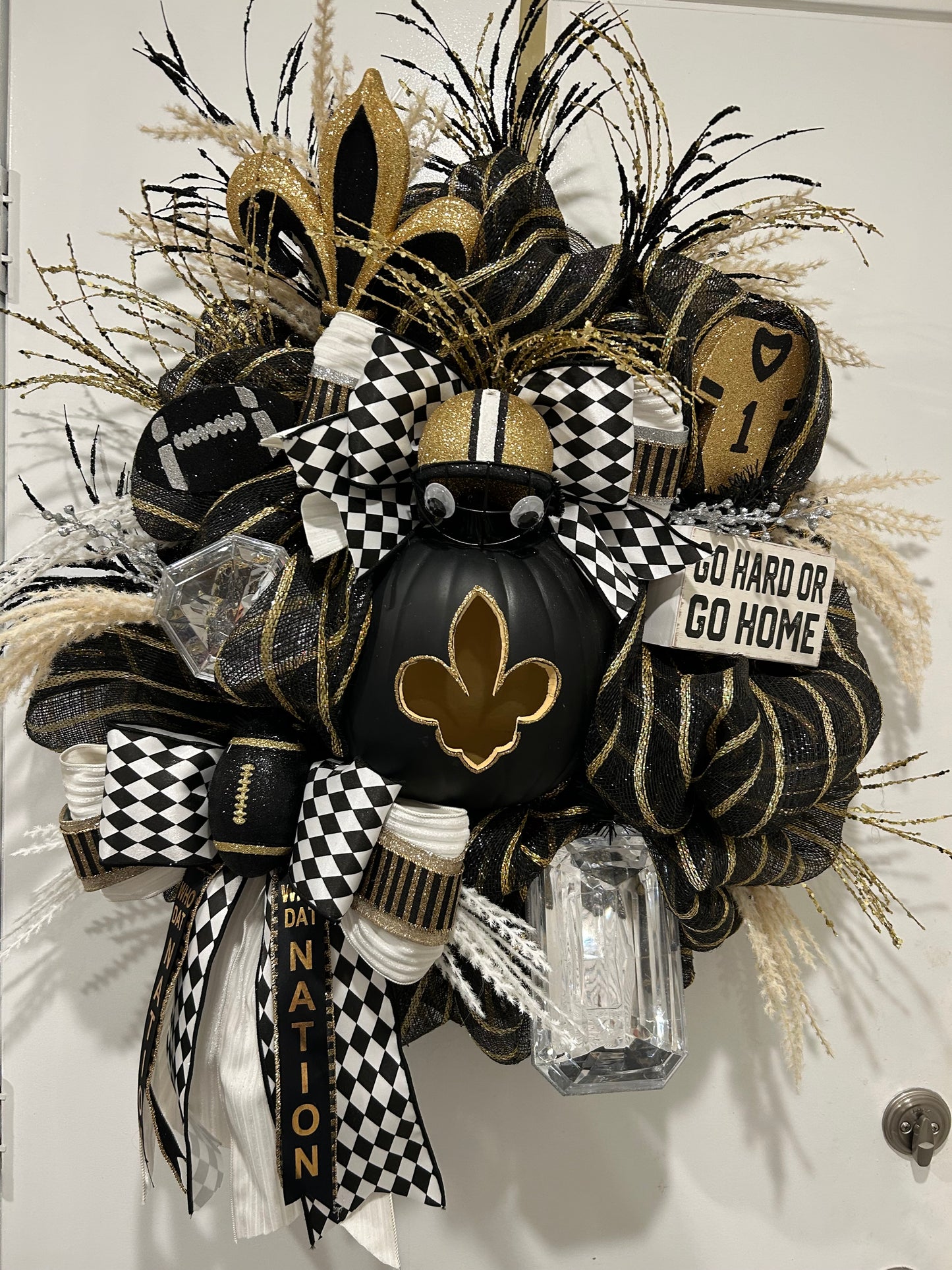 Geaux Hard or Geaux Home" Black & Gold Saints Wreath