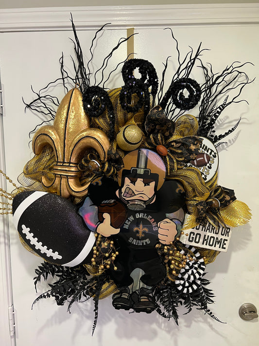 Who Dat Nation Wreath – New Orleans Saints Black & Gold Door Décor