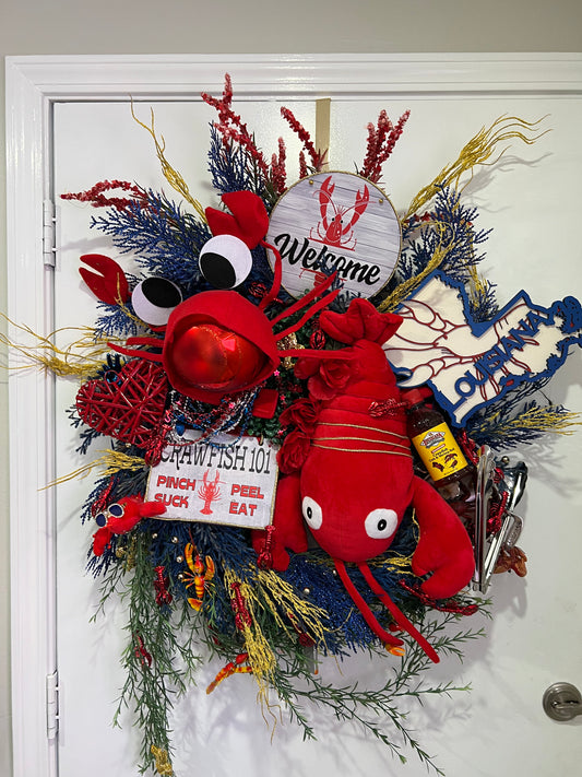 Louisiana Crawfish Boil Wreath – Cajun Welcome Door Décor